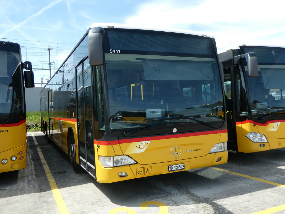 (249'634) - CarPostal Ouest - VD 626'569/PID 5411 - Mercedes (ex Nr. 71; ex Stucki, Porrentruy Nr. 10) am 5. Mai 2023 in Yverdon, Garage 