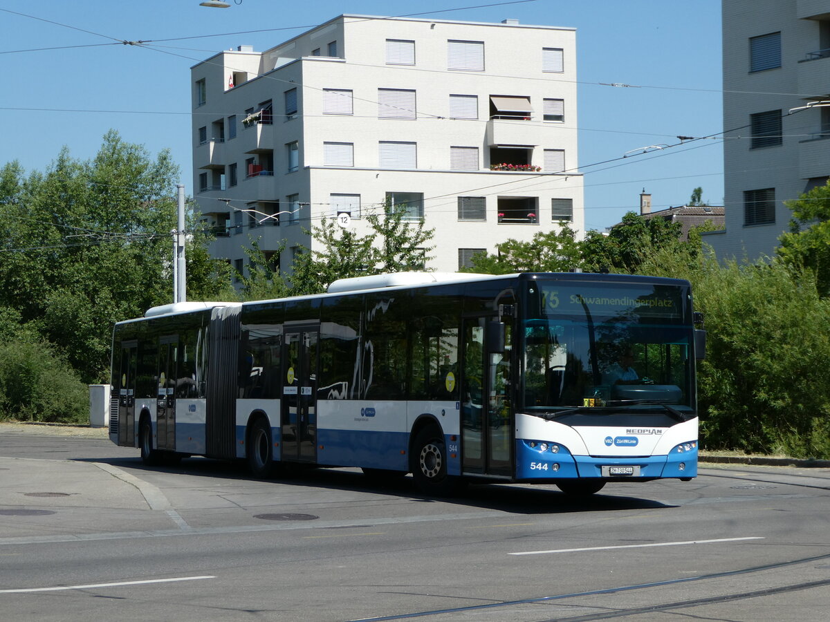 (251'419) - VBZ Zrich - Nr. 544/ZH 730'544 - Neoplan am 13. Juni 2023 in Zrich, Seebach