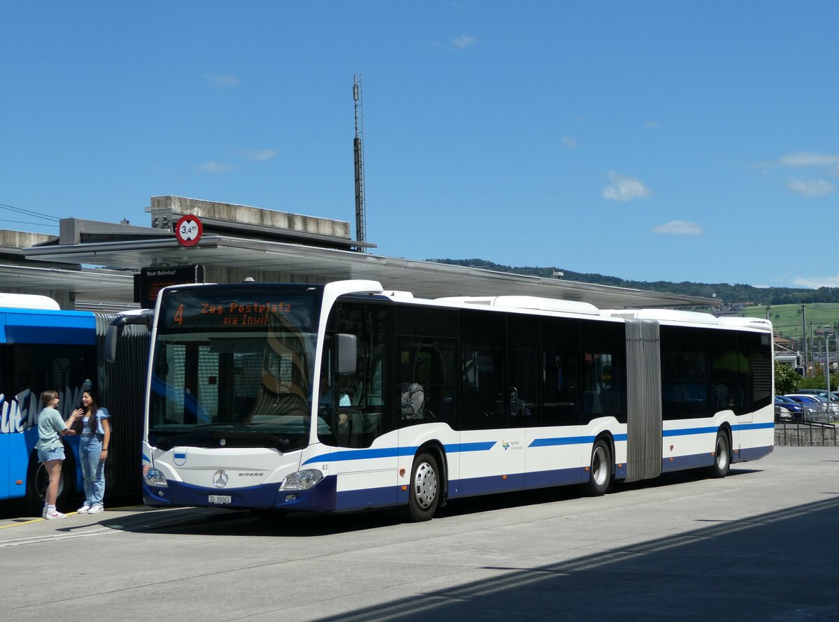 (253'330) - ZVB Zug - Nr. 63/ZG 88'063 - Mercedes am 3. August 2023 beim Bahnhof Baar