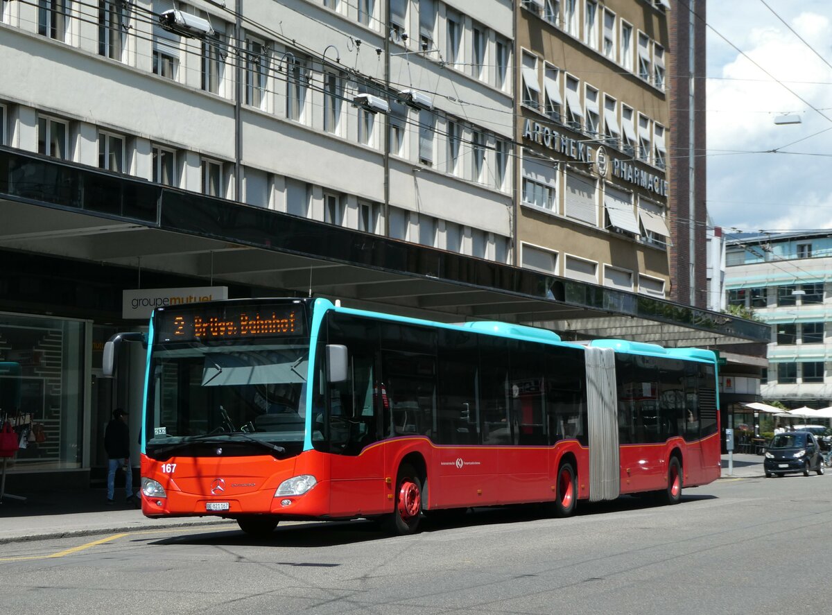 (253'713) - VB Biel - Nr. 167/BE 821'167 - Mercedes am 12. August 2023 beim Bahnhof Biel