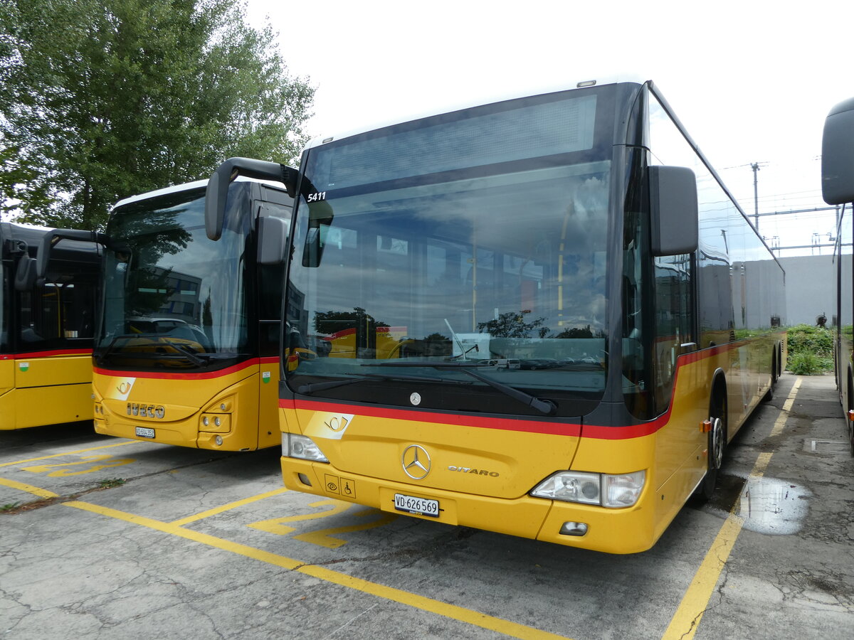 (253'734) - CarPostal Ouest - VD 626'569/PID 5411 - Mercedes (ex Nr. 71; ex Stucki, Porrentruy Nr. 10) am 12. August 2023 in Yverdon, Garage
