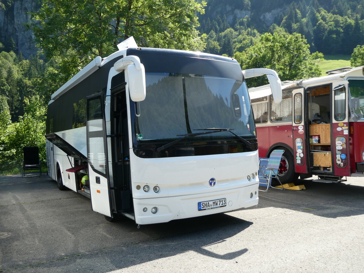 (254'017) - Aus Deutschland: Walter, brigshausen - SHA-MW 713 - Temsa am 19. August 2023 in Hoch-Ybrig, Talstation Weglosen