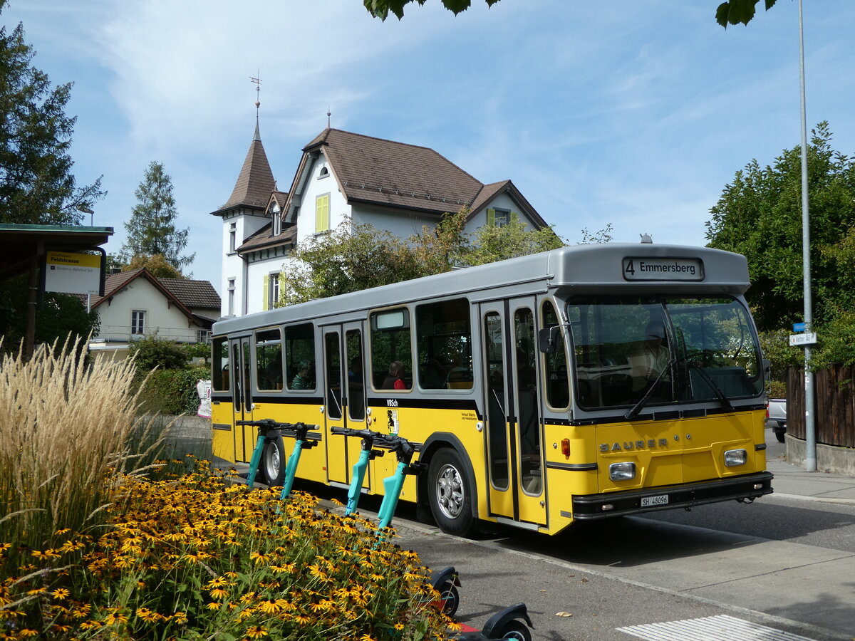 (255'341) - Wanner, Schleitheim - SH 48'096 - Saurer/Hess (ex Ruklic, Schaffhausen; ex VBSH Schaffhausen Nr. 40; ex VBSH Schaffhausen Nr. 19) am 17. September 2023 in Schaffhausen, Feldstrasse