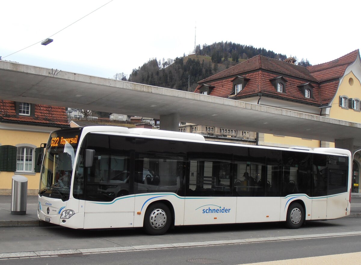 (257'866) - Schneider, Ermenswil - Nr. 8/SG 3783 - Mercedes am 23. Dezember 2023 beim Bahnhof Wattwil