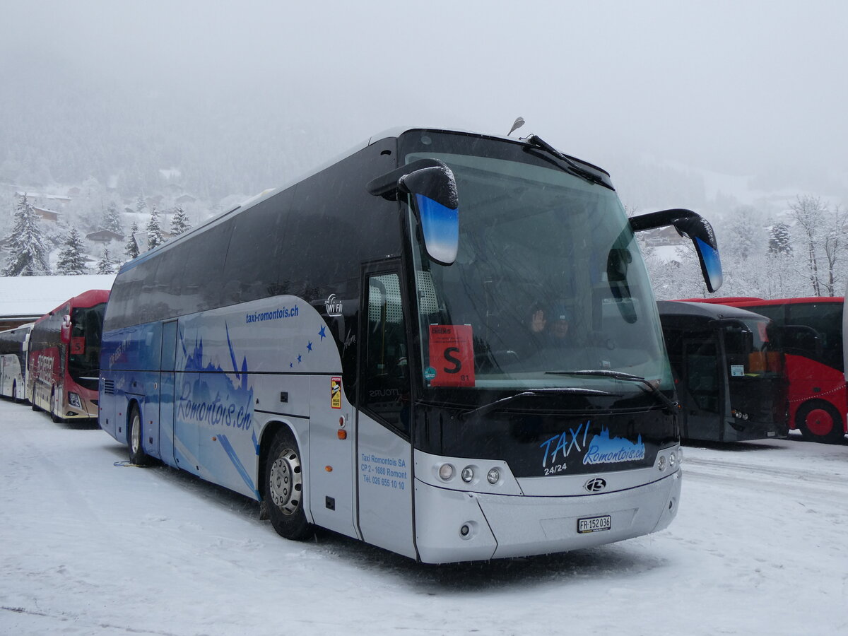 (258'385) - Taxi Romontois, Romont - FR 152'036 - MAN/Beulas am 6. Januar 2024 in Adelboden, ASB