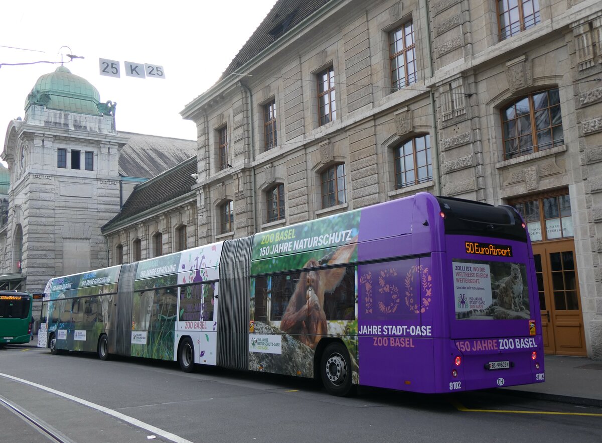 (259'010) - BVB Basel - Nr. 9102/BS 99'802 - eHess am 30. Januar 2024 beim Bahnhof Basel