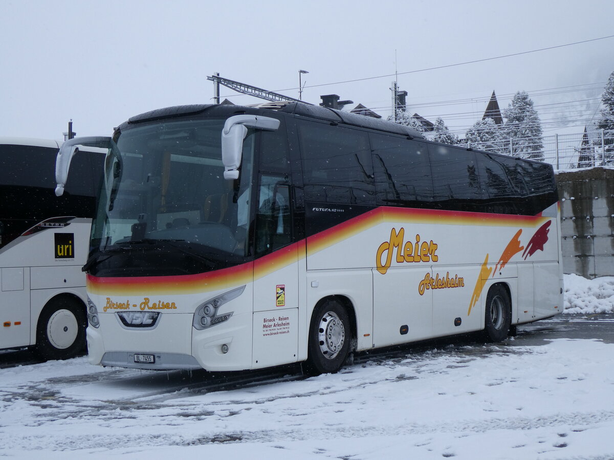 (259'532) - Meier, Arlesheim - BL 7455 - VDL am 23. Februar 2024 in Andermatt, Bahnhofplatz