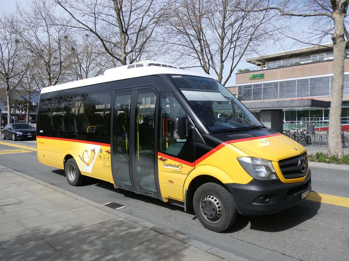 (260'806) - CarPostal Ouest - VD 391'509/PID 10'343 - Mercedes (ex JU 47'549; ex Nr. 2) am 29. Mrz 2024 beim Bahnhof Yverdon