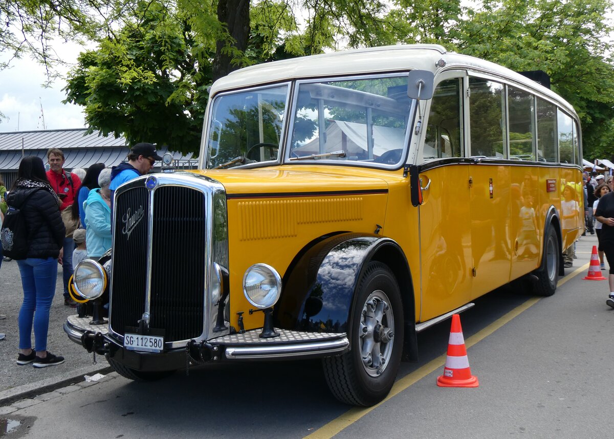 (263'134) - Baumgartner, Horn - Nr. 4/SG 112'580 - Sarer/Saurer (ex Mckli, Basadingen; ex Diverse Besitzer; ex OAK Wangen a.A. Nr. 10; ex P 23'082; ex P 2134) am 25. Mai 2024 in Arbon, Arbon Classics