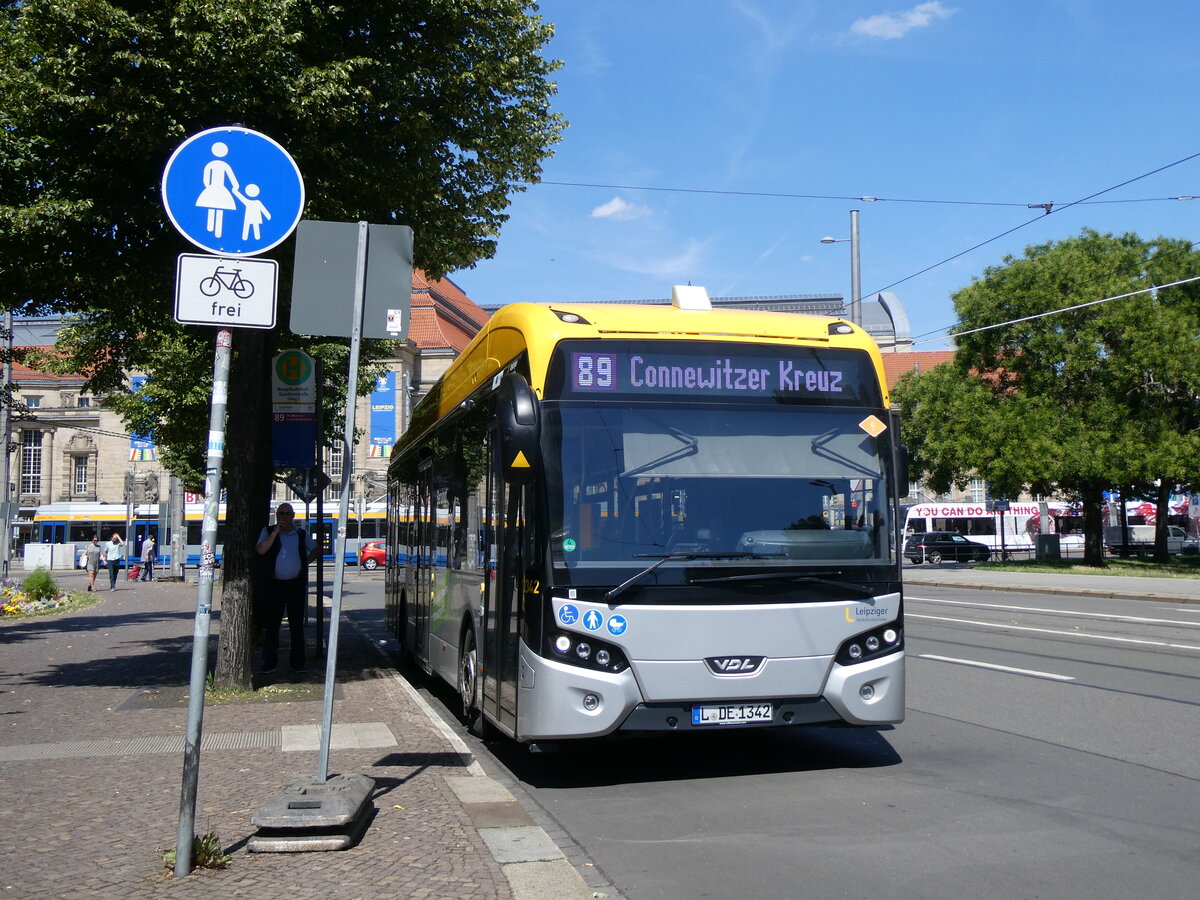 (264'483) - LVB Leipzig - Nr. 12'342/L-DE 1342 - eVDL am 9. Juli 2024 beim Hauptbahnhof Leipzig