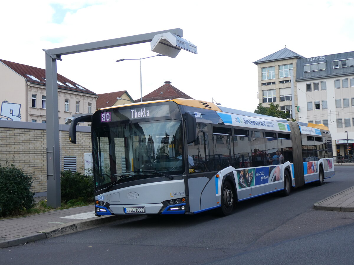 (264'691) - LVB Leipzig - Nr. 14'163/L-DE 1009 - Solaris am 11. Juli 2024 in Leipzig, Lindenau Bushof