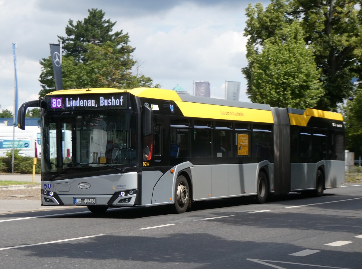 (264'697) - LVB Leipzig - Nr. 14'216/L-DE 1216 - Solaris am 11. Juli 2024 in Leipzig, E.-Keil-Strasse