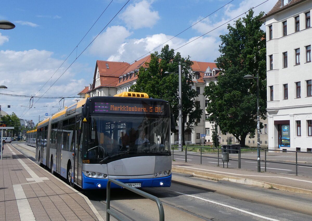 (264'731) - LVB Leipzig - Nr. 14'114/L-NV 4115 - Solaris am 11. Juli 2024 in Leipzig, Altes Messegelnde