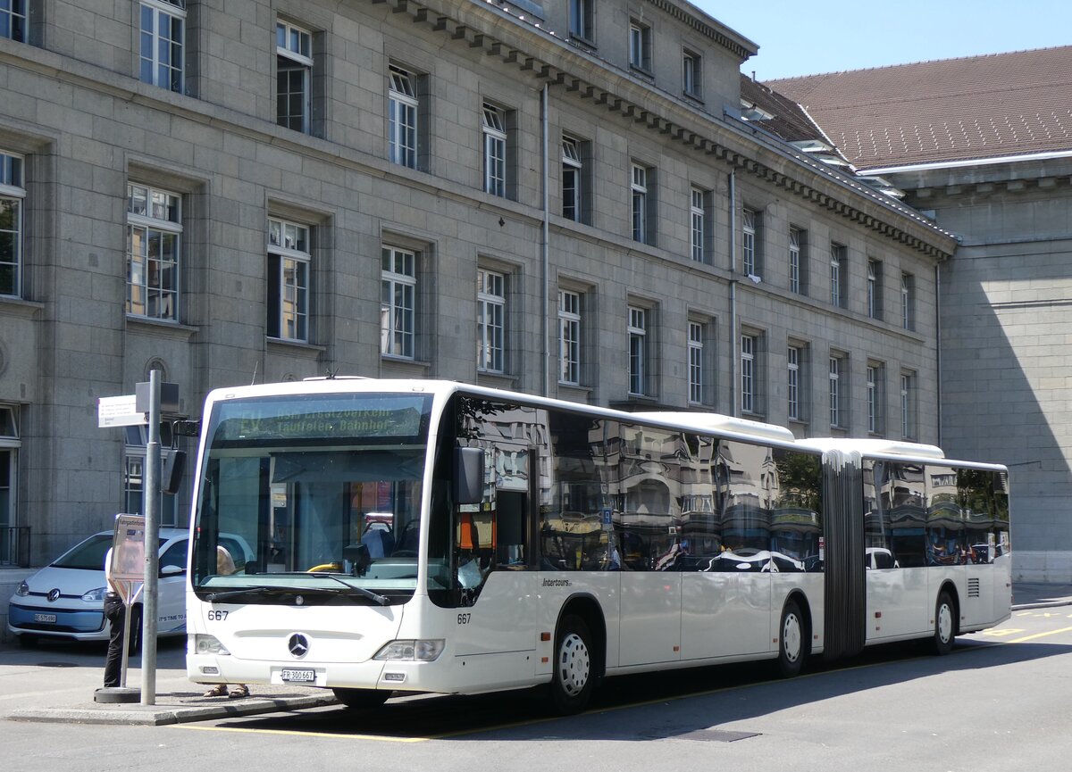 (265'287) - Intertours, Domdidier - Nr. 667/FR 300'667 - Mercedes (ex Nr. 666; ex STI Thun Nr. 137) am 30. Juli 2024 beim Bahnhof Biel