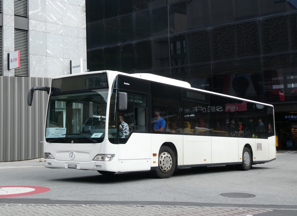 (265'384) - Welti-Furrer, Bassersdorf - Nr. 53/ZH 214'499 - Mercedes am 3. August 2024 beim Bahnhof Visp