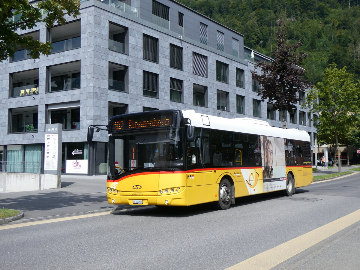 (265'947) - PostAuto Bern - BE 610'538/PID 5071 - Solaris am 19. August 2024 beim Bahnhof Interlaken Ost