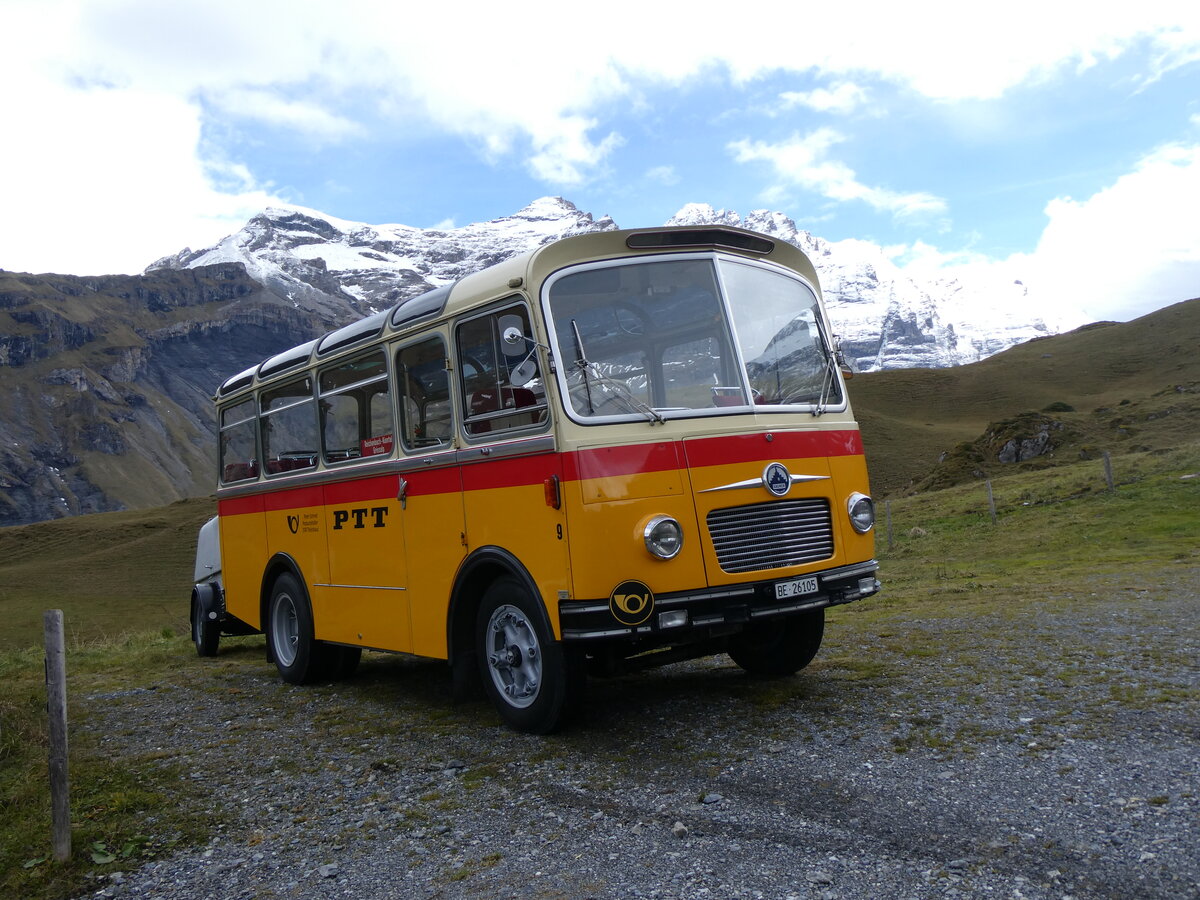 (268'103) - Schmid, Thrishaus - Nr. 9/BE 26'105 - Saurer/R&J (ex Geiger, Adelboden Nr. 9) am 12. Oktober 2024 auf dem Bundlger