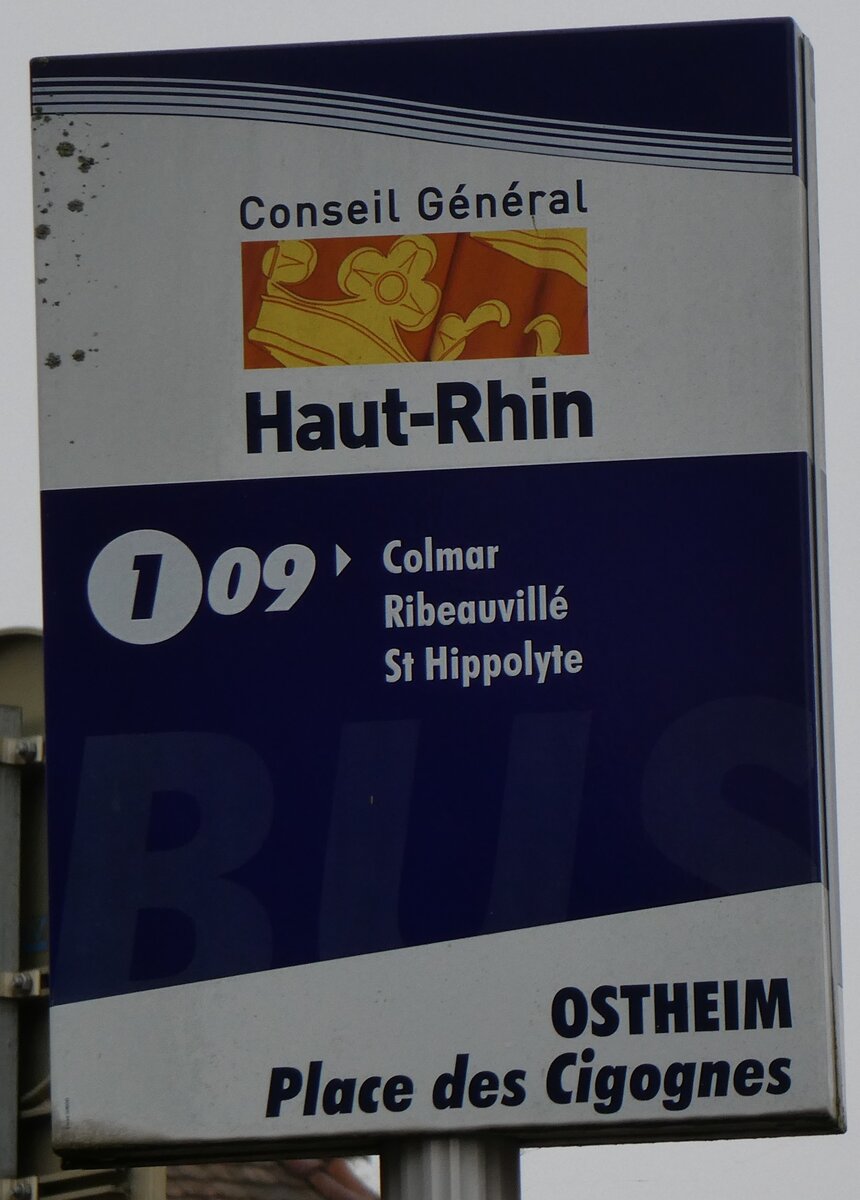 (268'550) - Royer-Haltestellenschild - Ostheim, Place des Cigognes - am 26. Oktober 2024