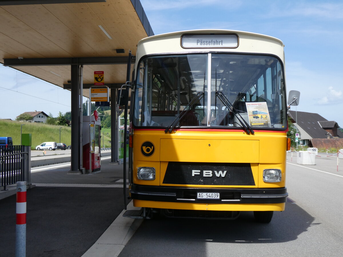 (276'184) - Birchler, Remetschwil - AG 54'039 - FBW/Tscher (ex Gerber, Winkel; ex Eggenberger, Mriken; ex Tanner, Bubendorf; ex P 24'803) am 1. Juni 2025 beim Bahnhof Biglen