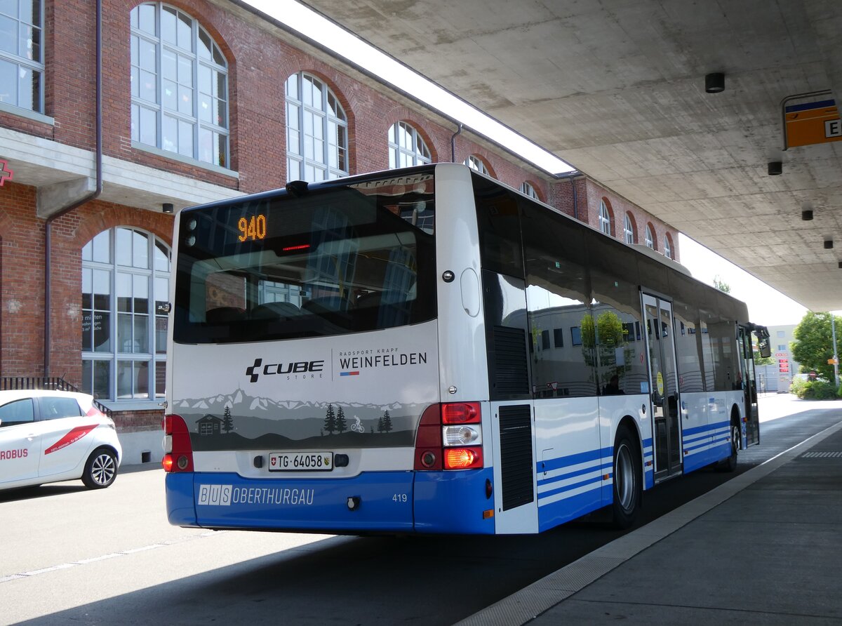 (276'861) - BOTG Amriswil - Nr. 419/TG 64'058 - MAN (ex StadtBUS, Frauenfeld; ex RTB Altsttten; ex PostBus/A) am 17. Juni 2025 in Arbon, Bushof