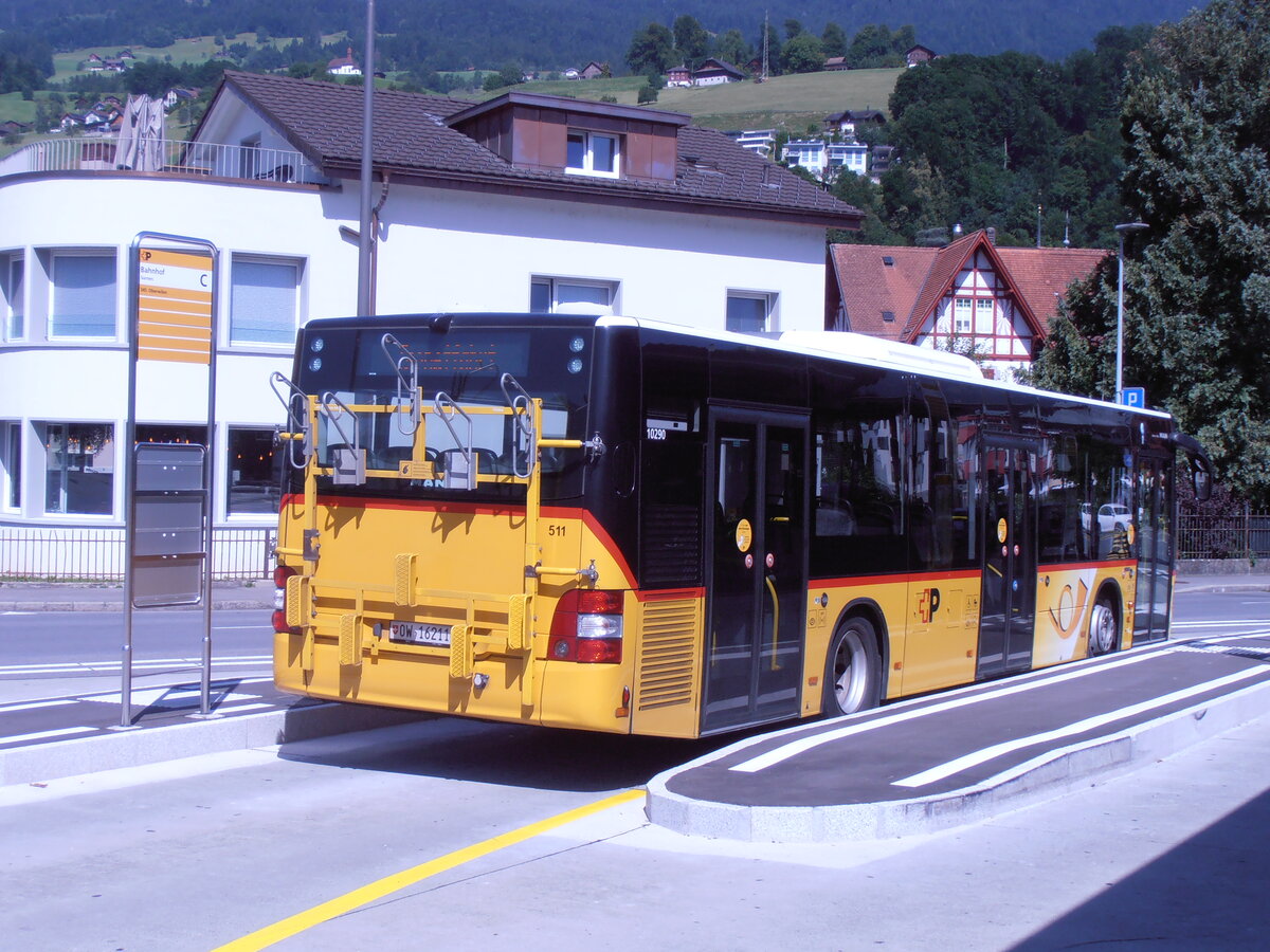 (277'923) - PostAuto Zentralschweiz - Nr. 211/OW 16'211 - MAN/PID 10'290 - MAN (ex Nr. 11; ex Mattli, Wassen) am 18. Juli 2025 beim Bahnhof Sarnen