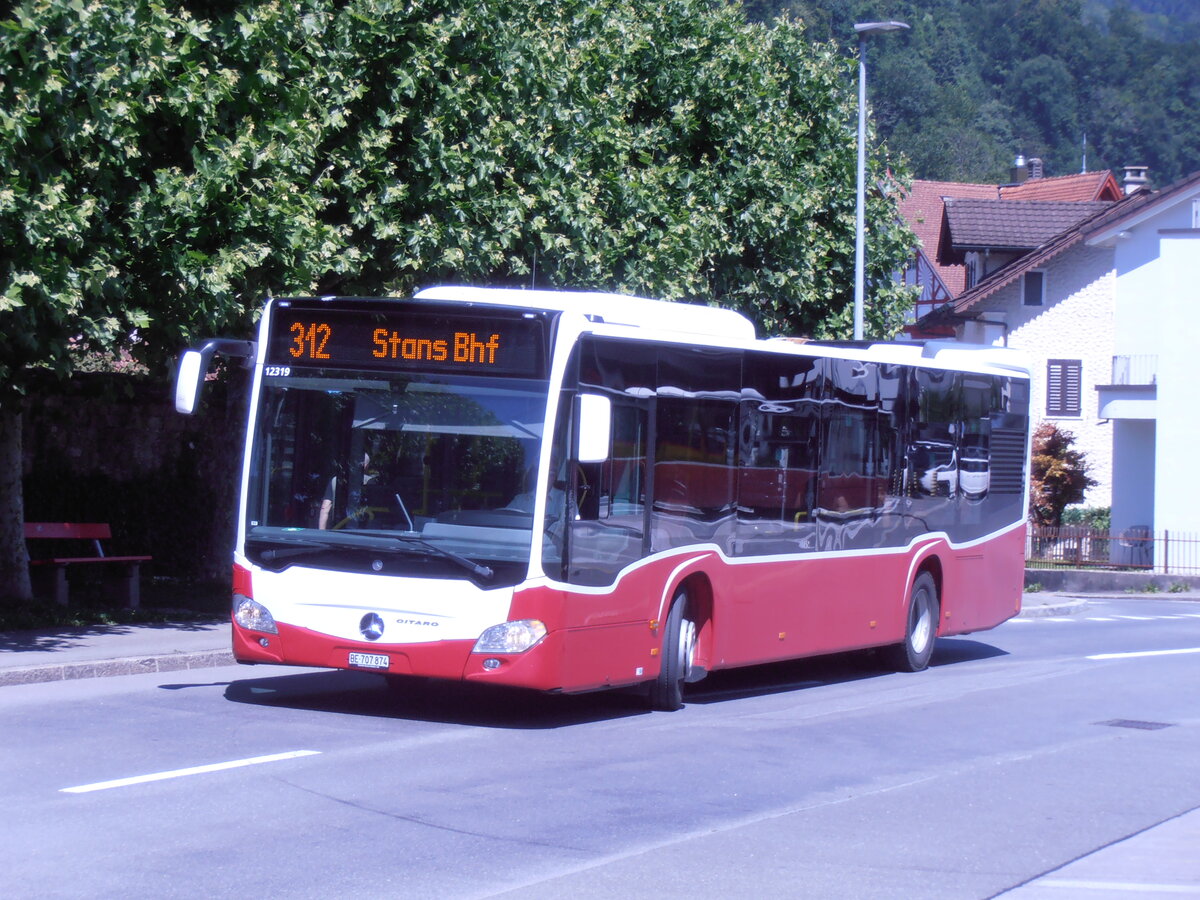 (277'929) - PostAuto Bern - BE 707'874/PID 12'319 - Mercedes (ex Wiener Linien, A-Wien Nr. 8163) am 18. Juli 2025 beim Bahnhof Sarnen