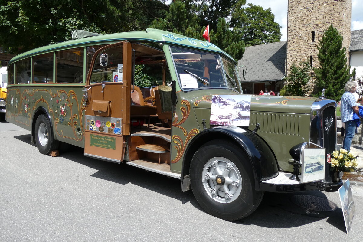 (278'160) - Lorenz, Lyssach - BE 2548 U - Saurer/Saurer (ex Geiger, Adelboden Nr. 8; ex P 1997) am 27. Juli 2025 in Adelboden, Dorfstrasse