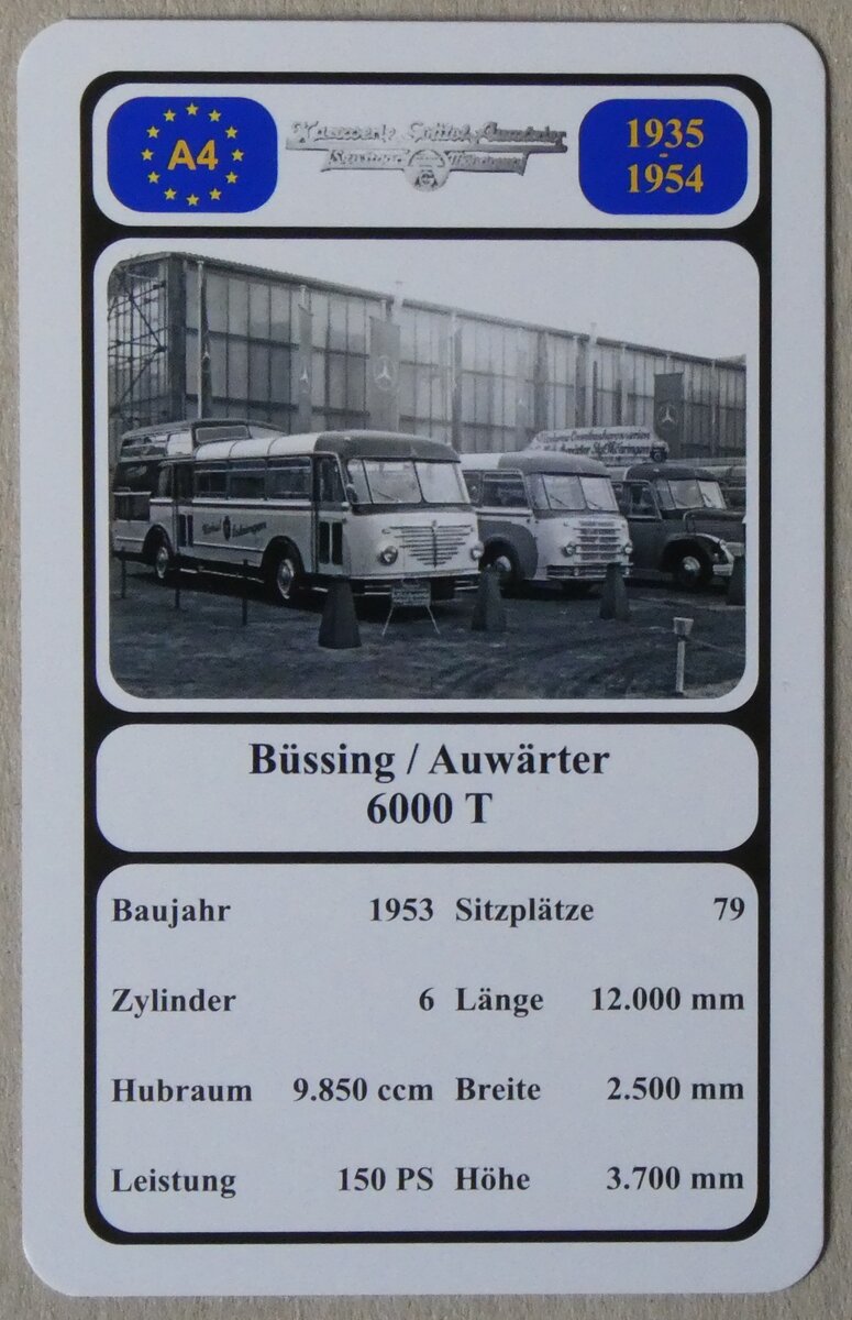 (278'422) - Quartett-Spielkarte mit Bssing / Auwrter 6000 T von 1953 am 3. August 2025 in Thun