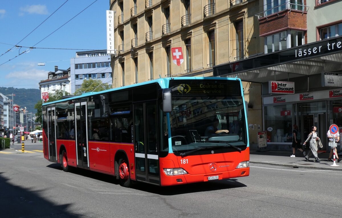 (278'498) - VB Biel - Nr. 181/BE 654'181 - Mercedes am 4. August 2025 beim Bahnhof Biel
