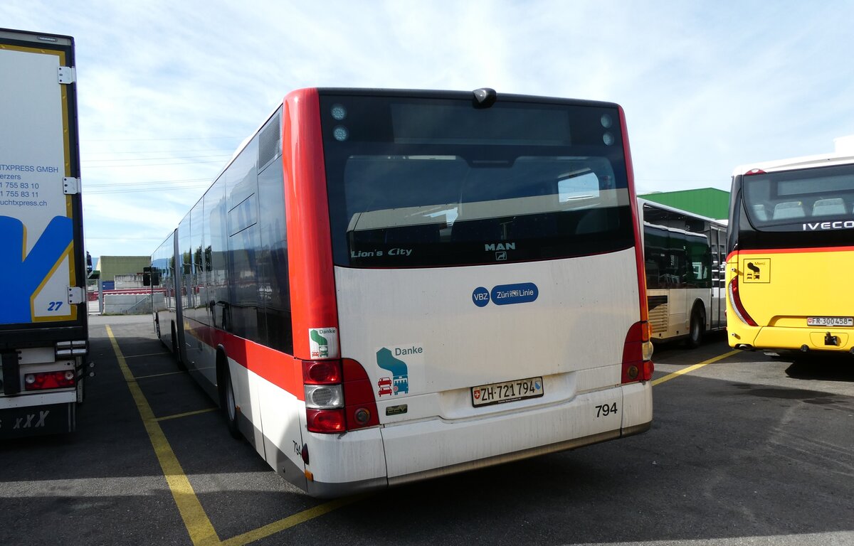 (280'019) - VBZ Zrich - Nr. 794/ZH 721'794 - MAN (ex St. Gallerbus, St. Gallen Nr. 294) am 6. September 2025 in Kerzers, Interbus