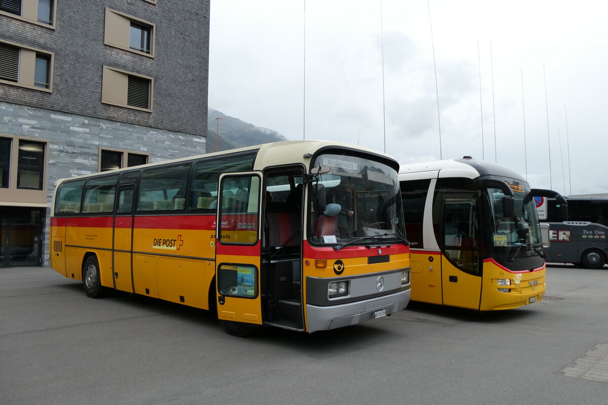 (280'075) - Buzzi, Bern - BE 910'789 - Mercedes (ex Mattli, Wassen/PID 2295) am 8. September 2025 in Andermatt, Bahnhofplatz