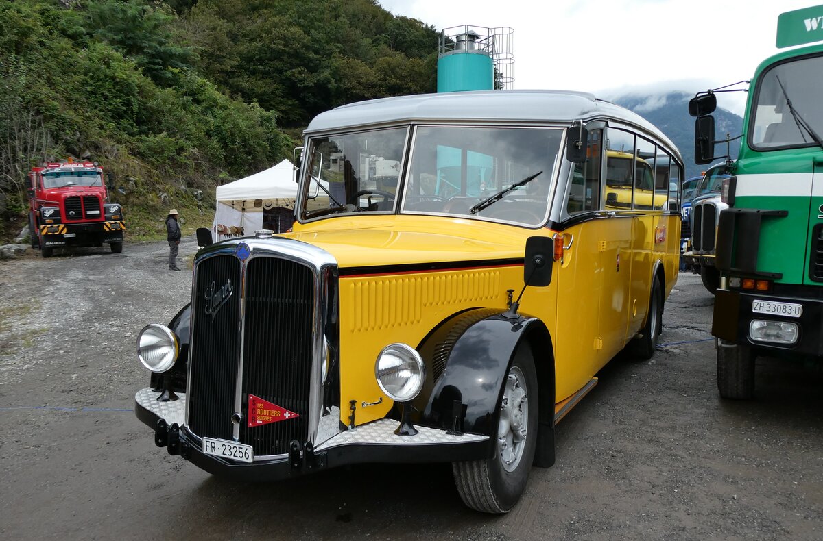 (280'352) - Schmutz, Vaulruz - FR 23'256 - Saurer/Saurer (ex Nestl; ex P 23'019; ex P 2044) am 13. September 2025 in Iragna, Riviera