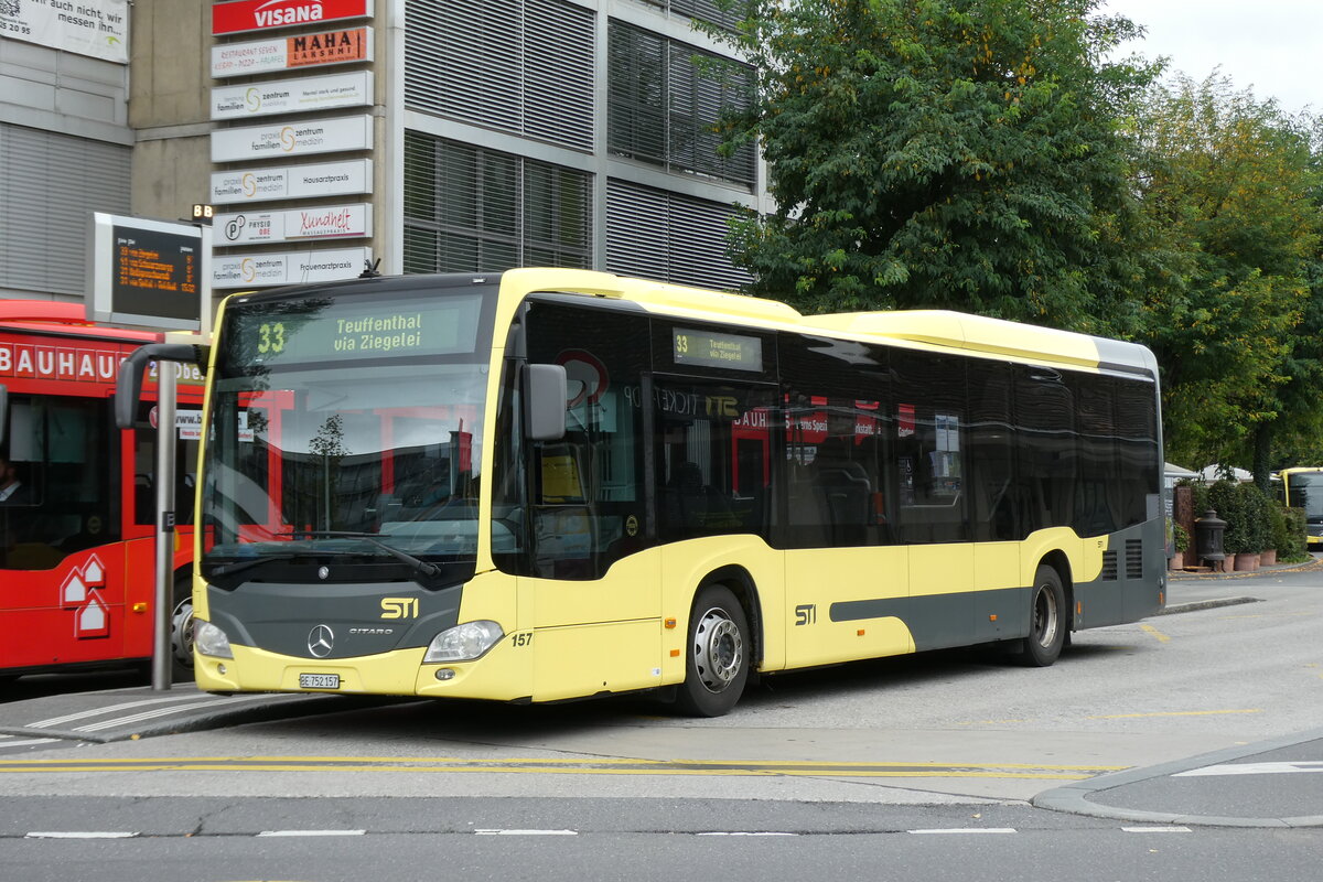 (280'666) - STI Thun - Nr. 157/BE 752'157 - Mercedes am 23. September 2025 beim Bahnhof Thun