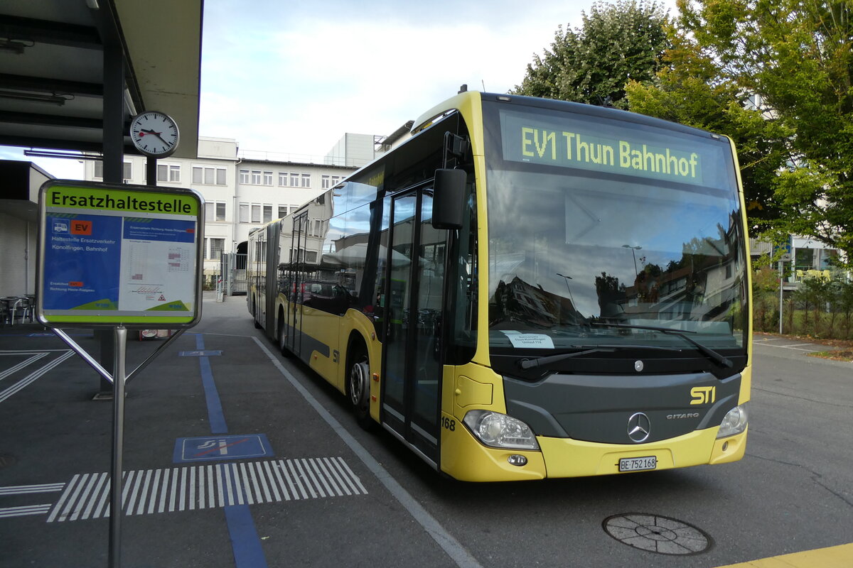 (280'940) - STI Thun - Nr. 168/BE 752'168 - Mercedes am 4. Oktober 2025 beim Bahnhof Konolfingen