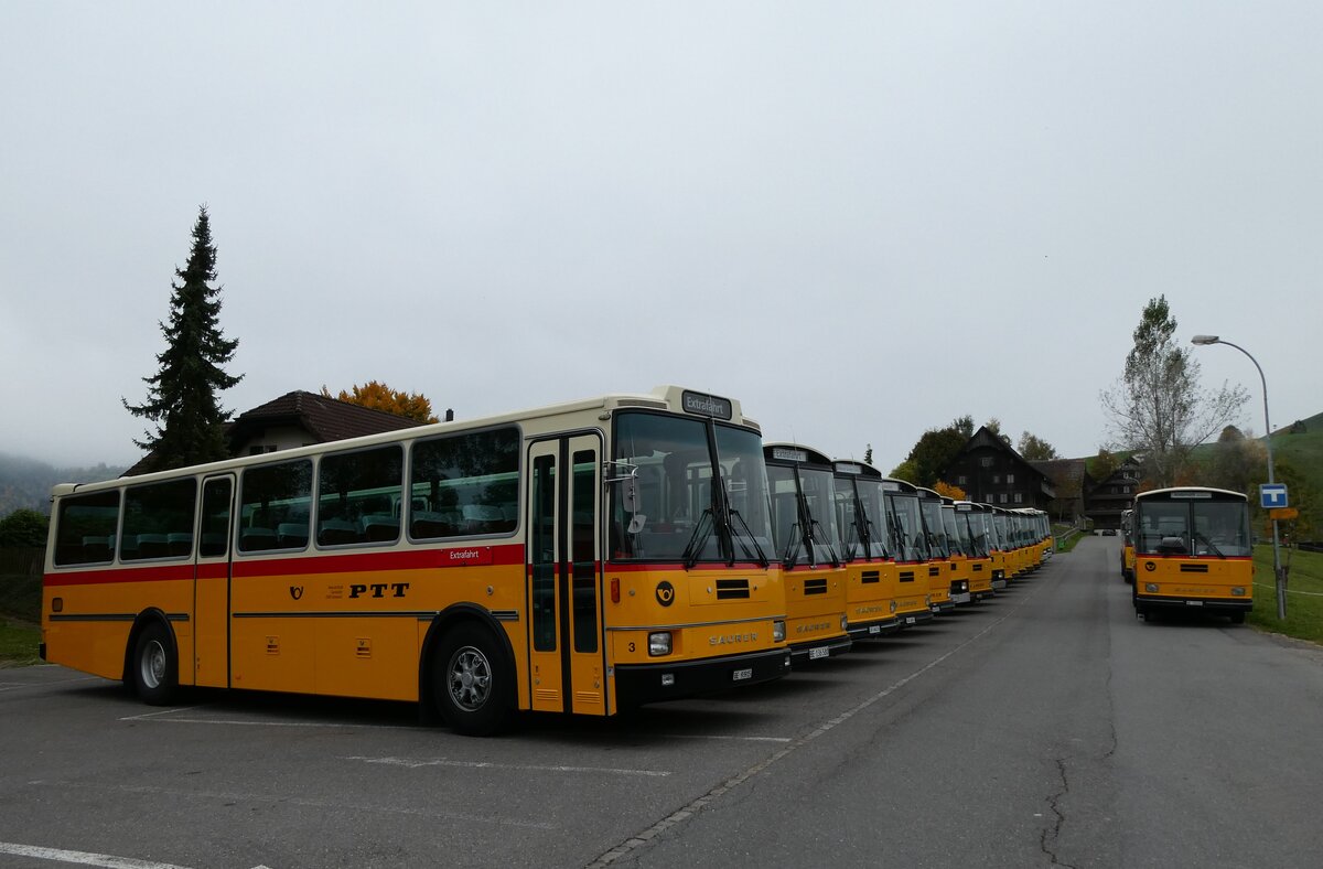 (281'385) - Kolb, Grasswil - Nr. 3/BE 93'915 - Saurer/R&J (ex Schmocker, Stechelberg Nr. 3/PID 2409; ex Schmocker, Stechelberg Nr. 1; ex Gertsch, Stechelberg) am 12. Oktober 2025 in Schwarzenberg, Rssli