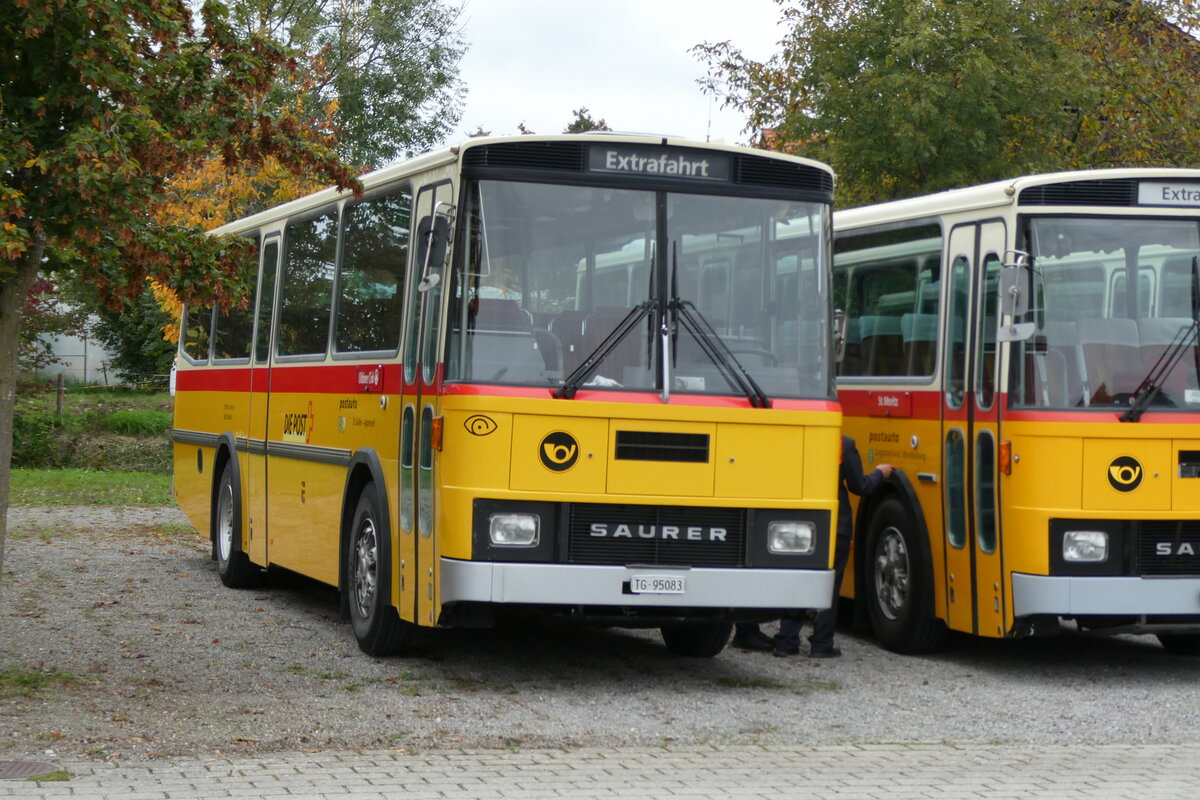 (281'419) - Oldtimer Club Saurer, Arbon - TG 95'083 - Saurer/Tscher (ex Schwizer, Goldach Nr. 2) am 12. Oktober 2025 in Hitzkich, Interkantonale Polizeischule