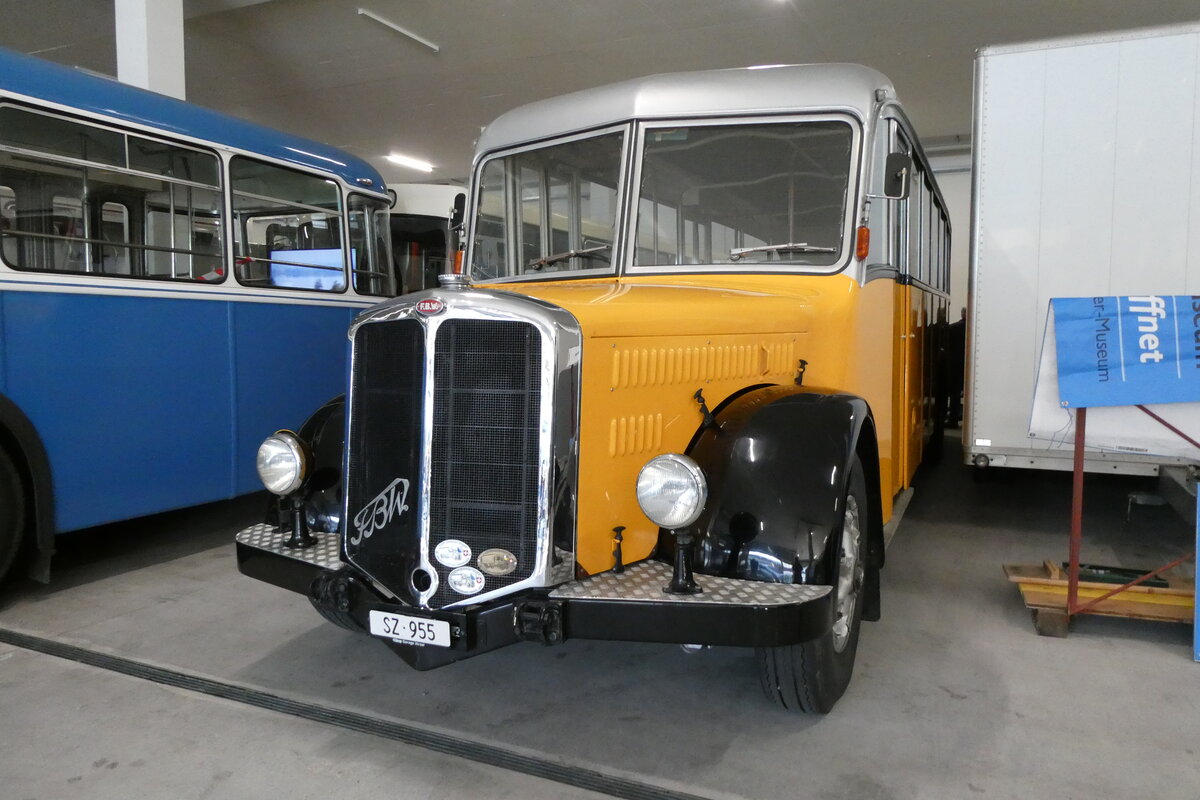 (281'580) - Rllin, Hirzel - SZ 955 - FBW/Tscher (ex Egger, Grafenried; ex P 24'586; ex P 1414) am 18. Oktober 2025 in Nfels, FBW-Museum