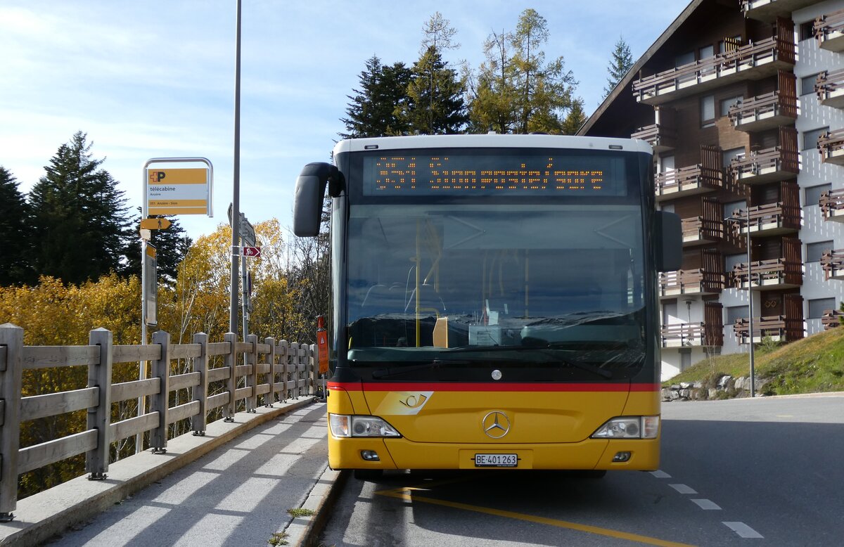 (282'082) - PostAuto Bern - BE 401'263/PID 5417 - Mercedes (ex BE 610'544; ex BE 538'988; ex BE 637'781) am 6. November 2025 in Anz�re, T�l�cabine