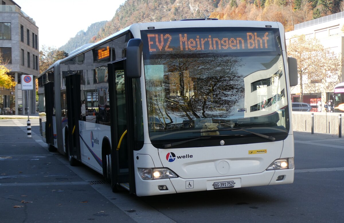 (282'114) - PostAuto Nordschweiz - AG 391'752/PID 5201 - Mercedes (ex Wicki, Zufikon) am 7. November 2025 beim Bahnhof Interlaken Ost