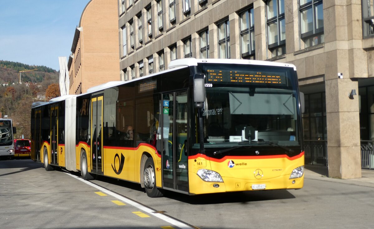 (282'338) - Inderm�hle, Rekingen - Nr. 141/AG 485'615/PID 11'559 - Mercedes am 11. November 2025 beim Bahnhof Baden