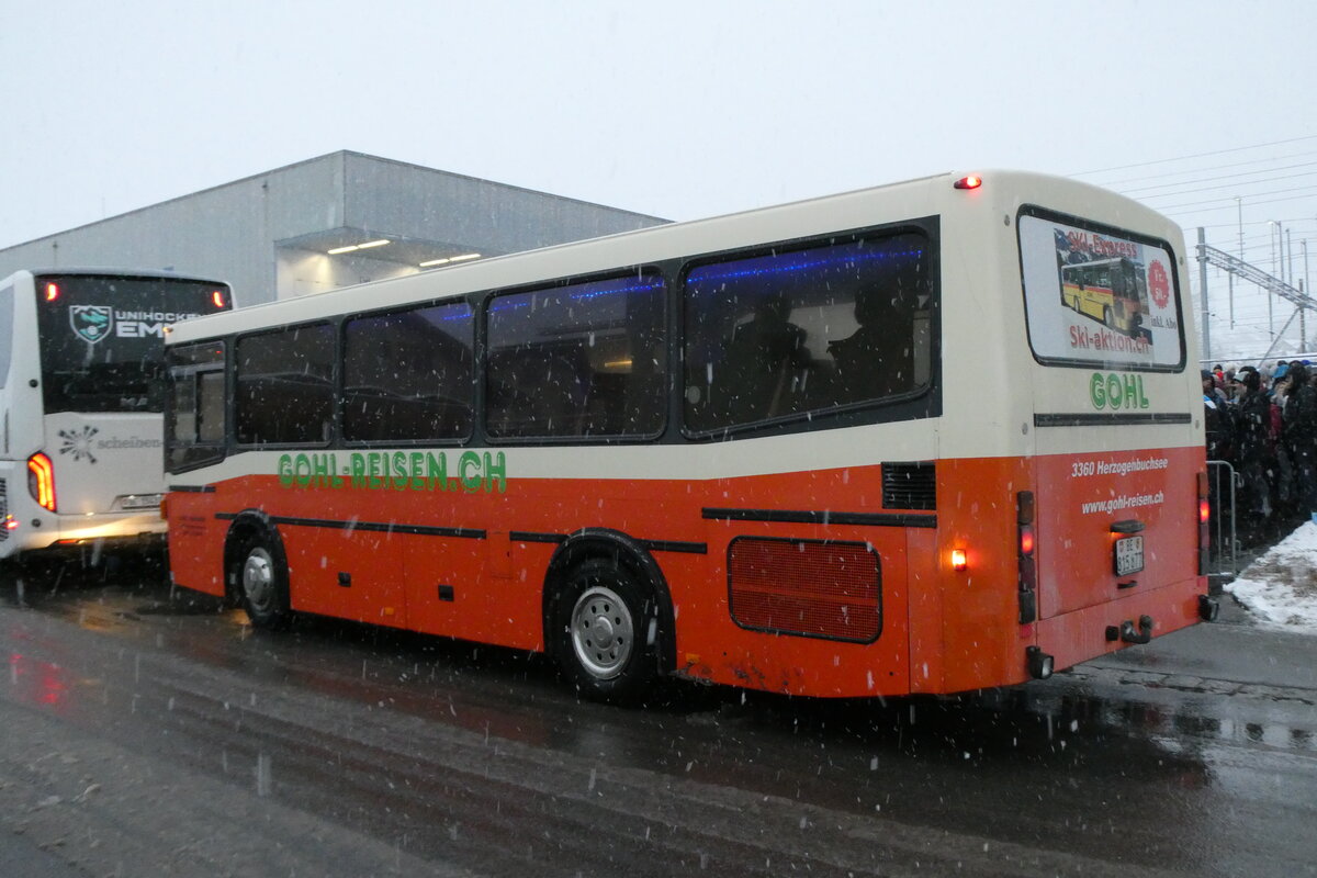 (283'810) - Gohl, Herzogenbuchsee - BE 815'877 - MAN/Lauber (ex AMSA Chiasso Nr. 19; ex Tresch, Amsteg PID 2290) am 10. Januar 2026 beim Bahnhof Frutigen