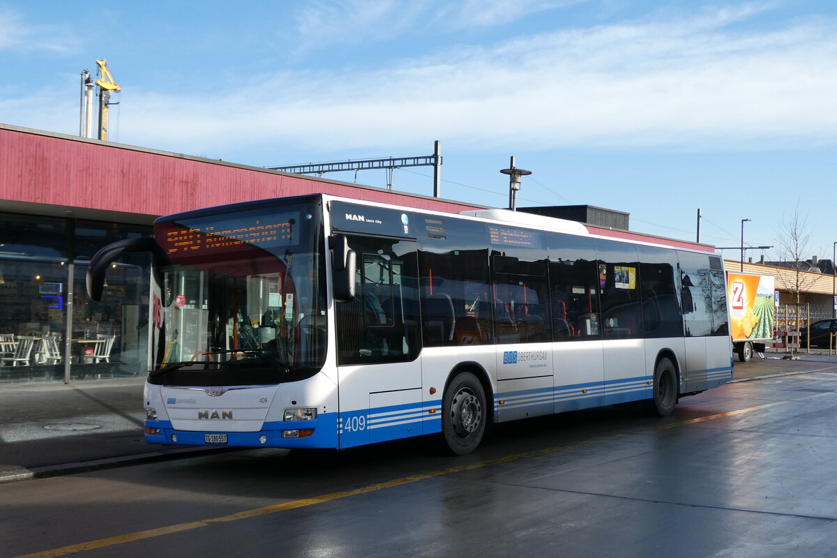 (284'177) - BOTG Amriswil - Nr. 409/TG 180'557 - MAN (ex Nr. 14) am 16. Januar 2026 beim Bahnhof Amriswil