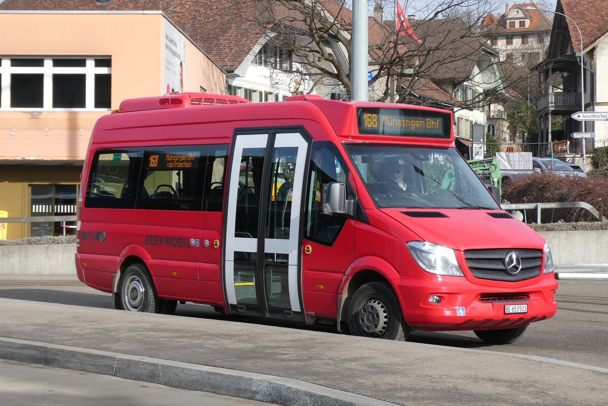 (284'314) - Bernmobil, Bern - Nr. 503/BE 653'503 - Mercedes (ex Busland, Burgdorf Nr. 402) am 22. Januar 2026 beim Bahnhof Worb Dorf