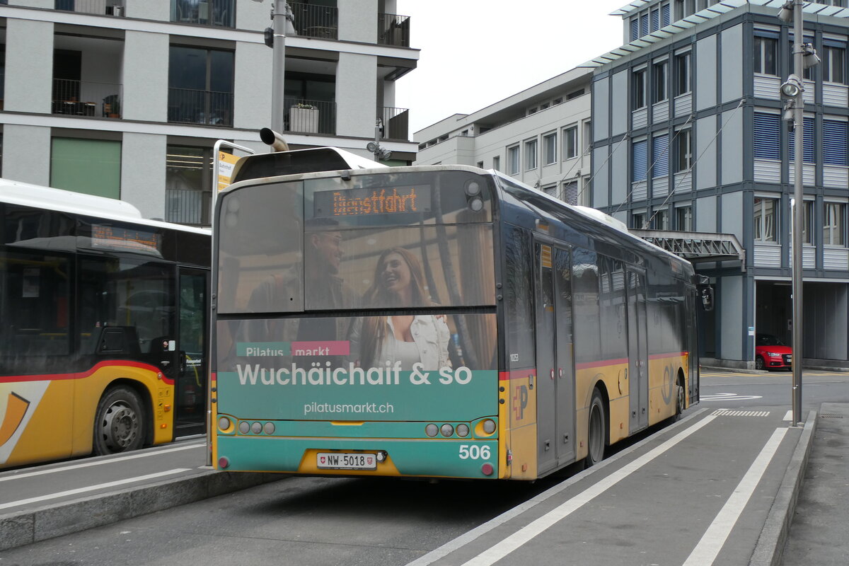 (284'605) - PostAuto Zentralschweiz - Nr. 506/NW 5918/PID 10'253- Solaris (ex Nr. 56; ex Nr. 26; ex Thepra, Stans Nr. 26) am 3. februar 2026 beim Bahnhof Stans