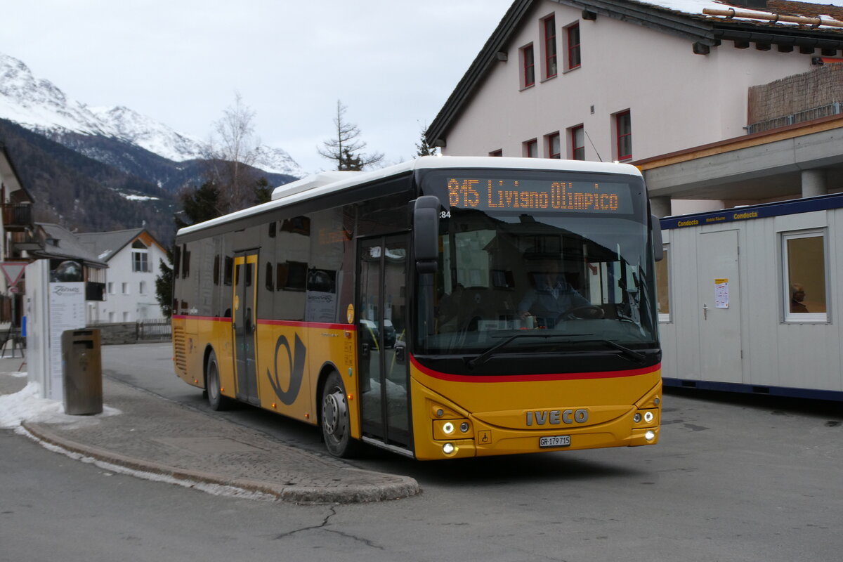 (284'867) - PostAuto Graub�nden - GR 179'715/PID 11'284 - Iveco am 14. Februar 2026 in Zernez, Post