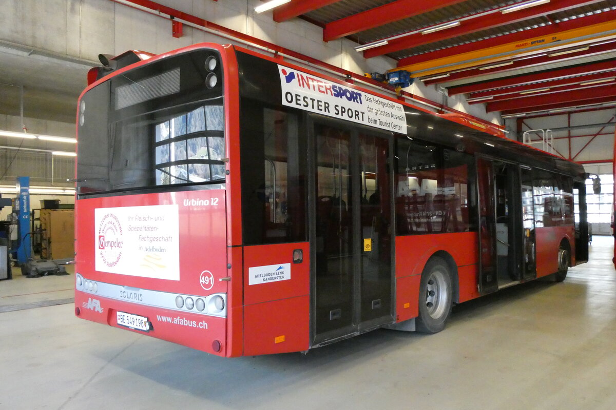 (285'068) - AFA Adelboden - Nr. 491/BE 549'198 - Solaris (ex Nr. 91) am 24. Februar 2026 in Frutigen, Garage