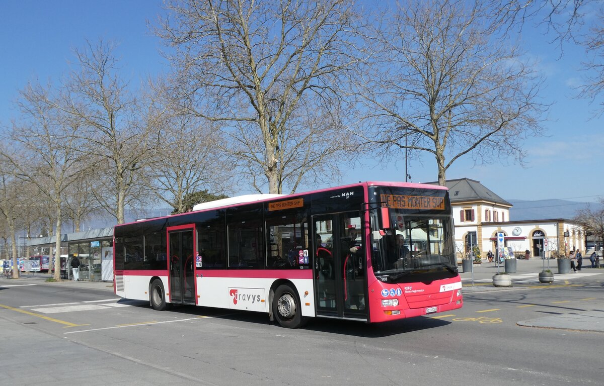 (285'614) - TRAVYS Yverdon - Nr. 108/VD 550'260 - MAN am 21. M�rz 2026 beim Bahnhof Yverdon