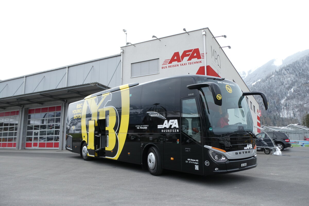 (285'755) - AFA Adelboden - Nr. 21/BE 1898 - Setra (ex Deutschland) am 27. M�rz 2026 in Frutigen, Garage