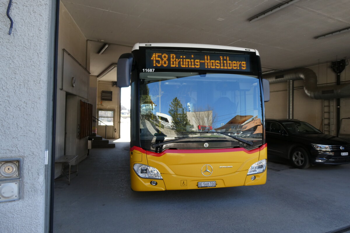 (286'016) - Fl�ck, Brienz - Nr. 3/BE 568'700/PID 11'687 - Mercedes (ex PostAuto Bern) am 7. April 2026 in Reuti-Hasliberg, Garage