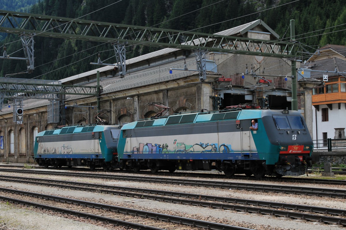 405 023 und 405 007 am 5. August 2014 im Bahnhof  Brenner .
